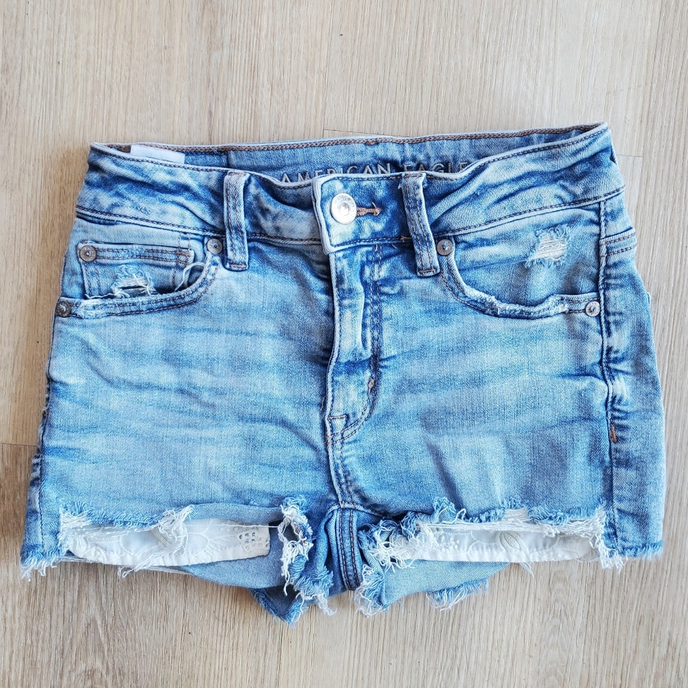 American Eagle Outfitters Distressed Blue Jean Shorts